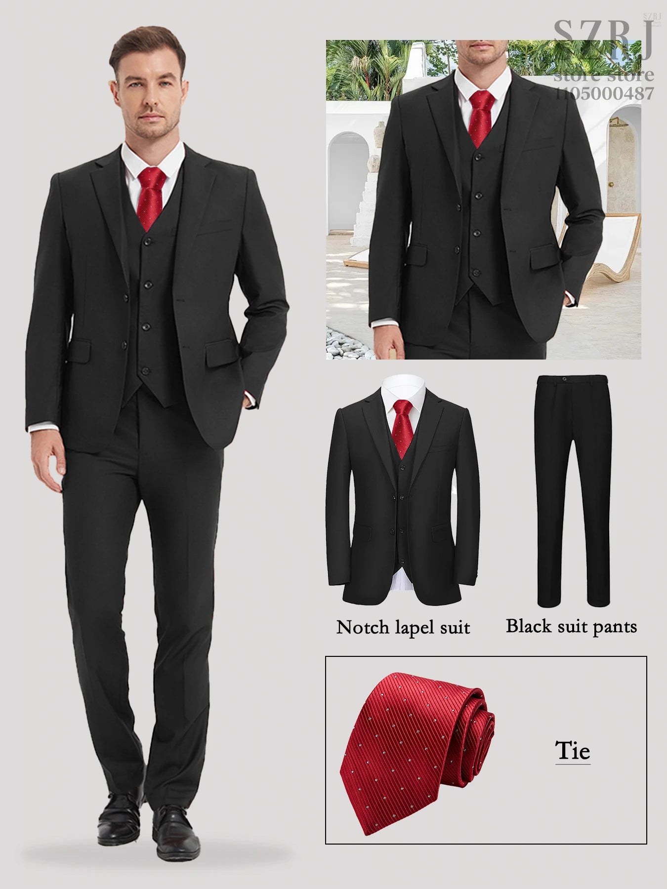 Gentleman Red Tie Suit